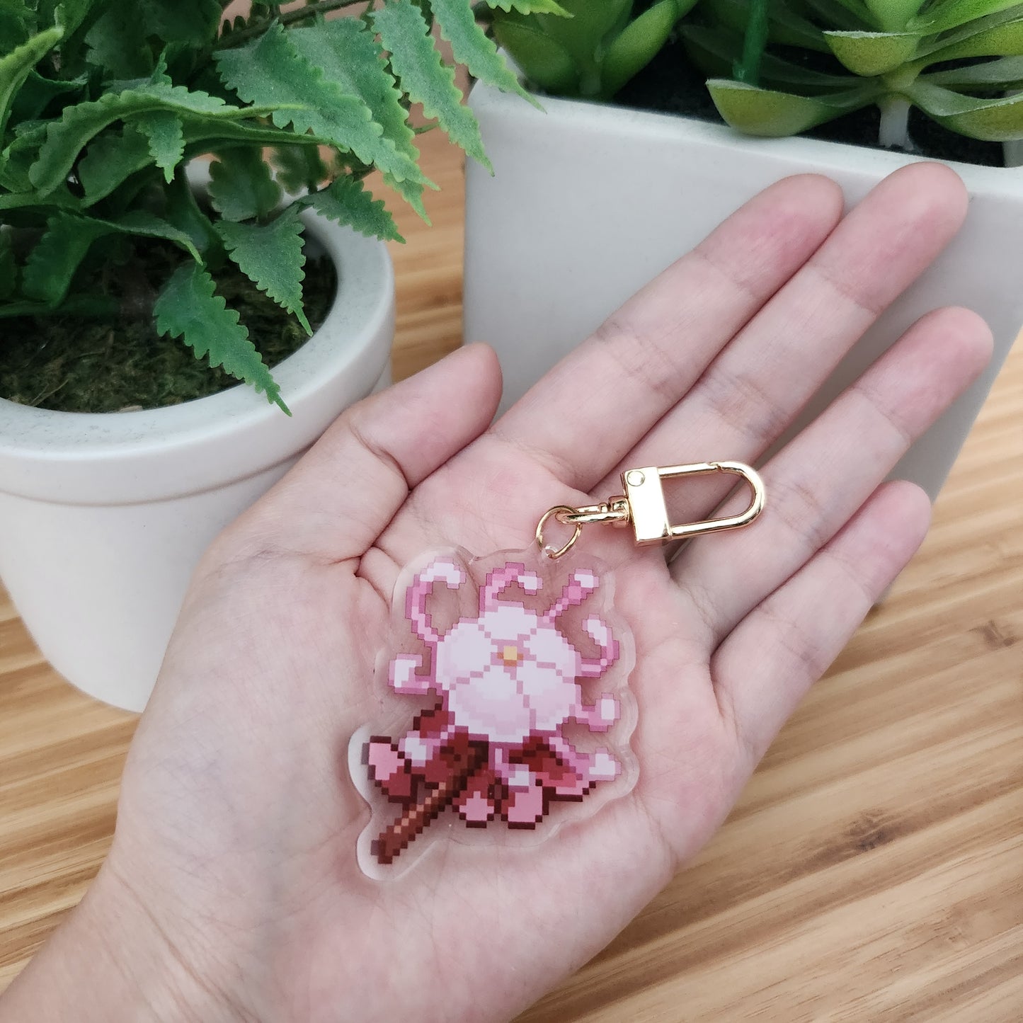Silk Flower Keychain