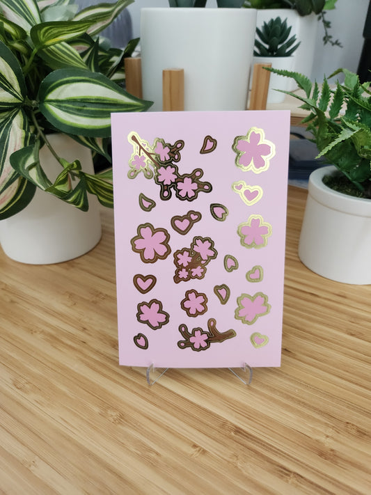 Cherry Blossom Gold Foil Sticker Sheet (B Grade)