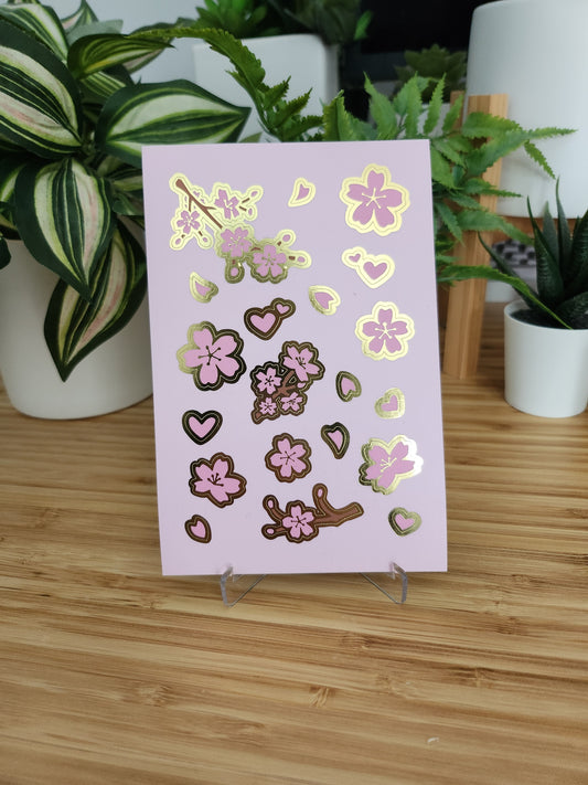 Cherry Blossom Gold Foil Sticker Sheet