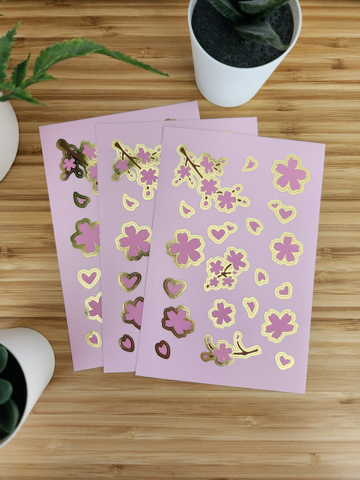 Cherry Blossom Gold Foil Sticker Sheet (B Grade)