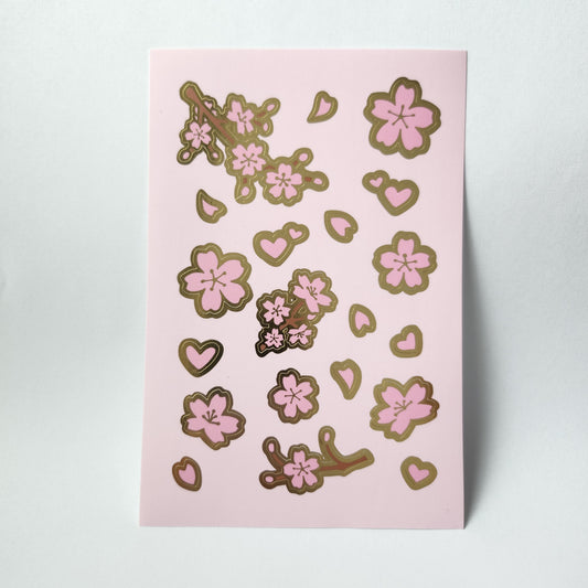 Cherry Blossom Gold Foil Sticker Sheet